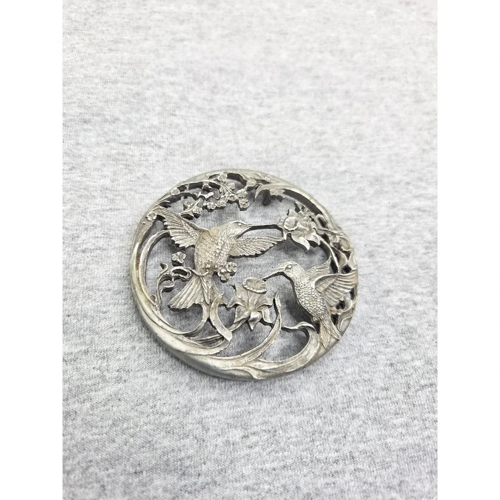Vintage Rare 1989 Rawcliffe Pewter Hummingbird Filigree Jar Lid Potpourri Decor